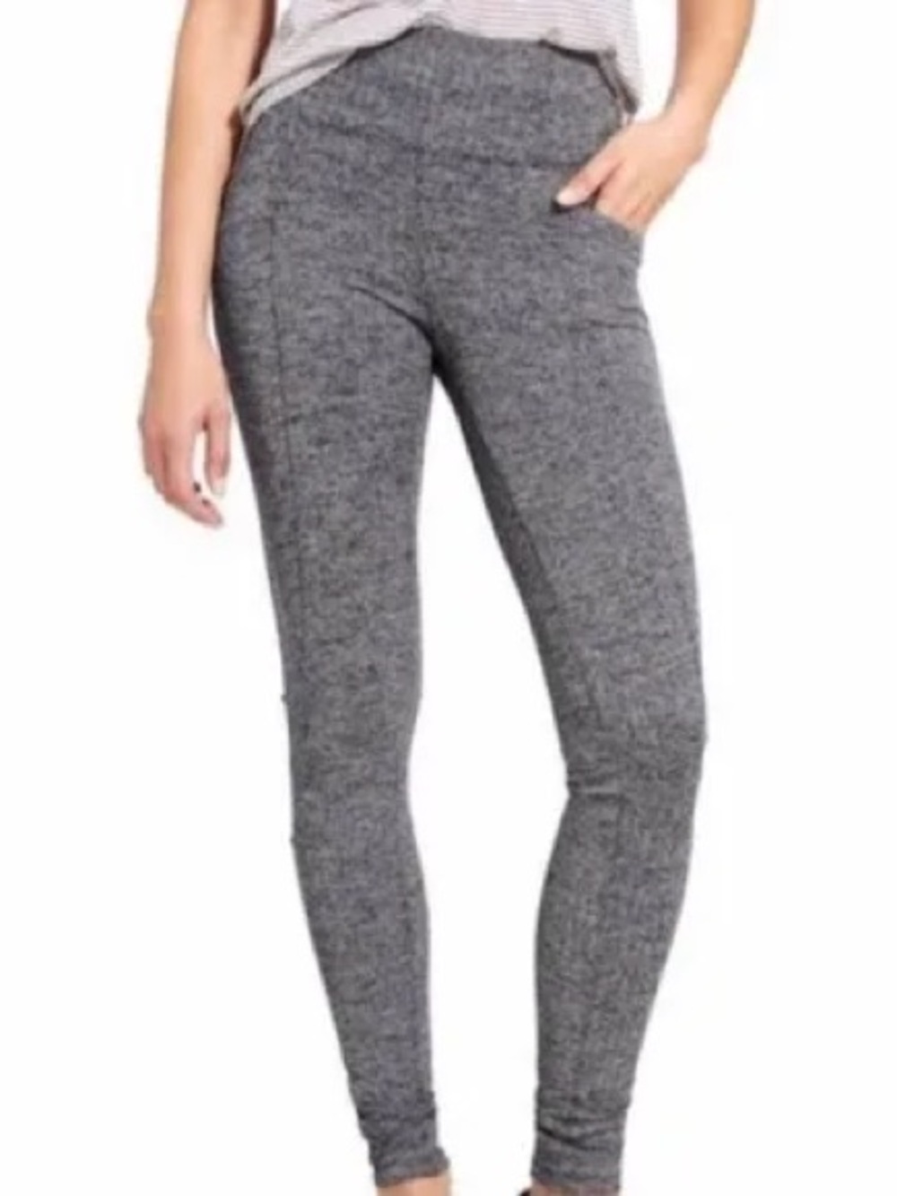 Athleta Mercer medium tight pants heathered gray herringbone women’s black